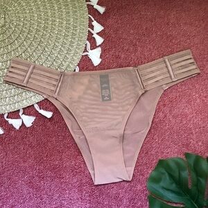 Victoria’s Secret Luxe Mesh Cheekini Panty Sweet Nougat Large NEW